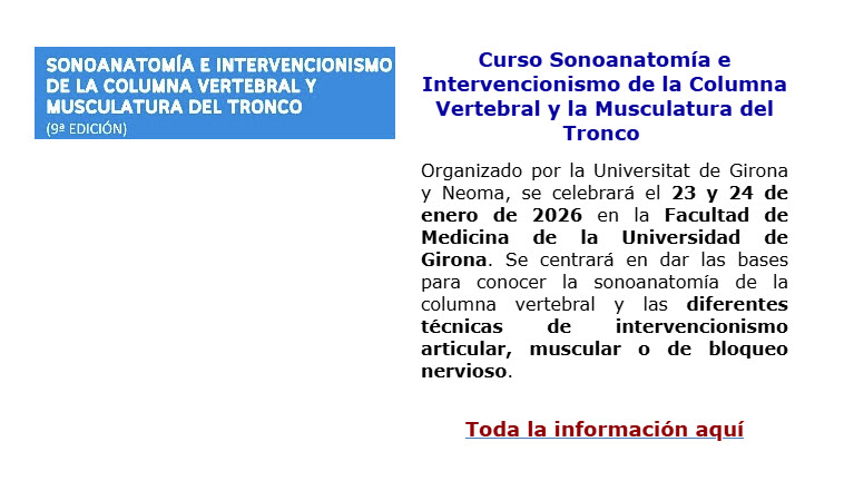 Curso Sonoanatomía e Intervencionismo de la Columna Vertebral y la Musculatura del Tronco (9ª edición)